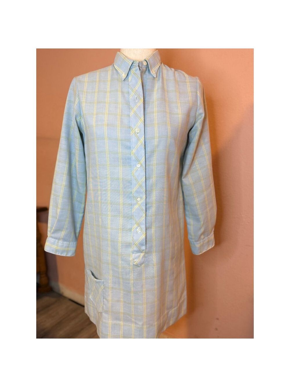 Vintage 1960s Penneys Carol Evans PENN-PREST Plaid Shift Dress - Mod Tunic sz 16 - Picture 2 of 10